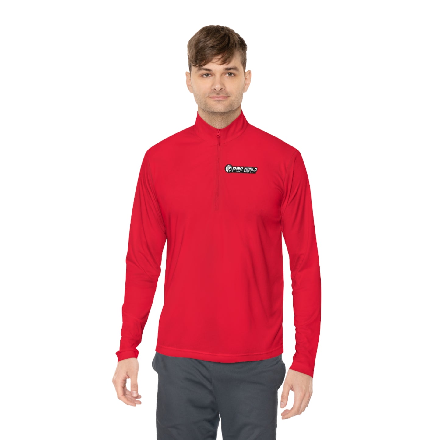 PWCWORLD RED LOGO Unisex Quarter-Zip Pullover