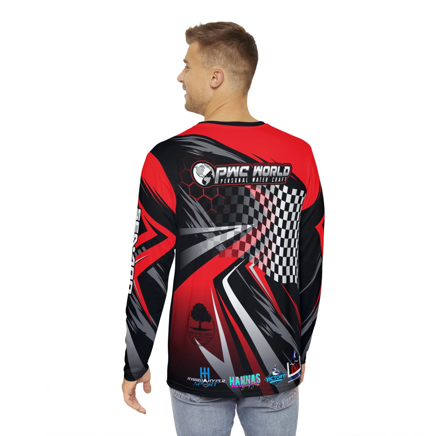 PWCWORLD RED LOGO LONG SLEEVE JERSEY TEAM SHIRT