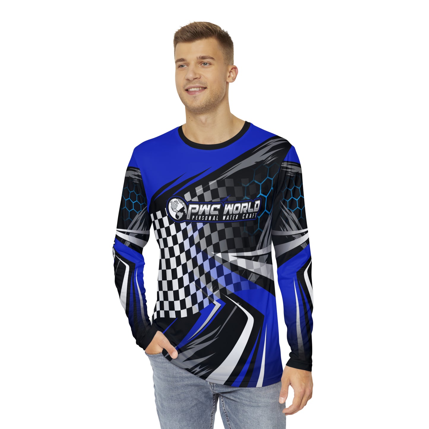 PWCWORLD BLUE LOGO LONG SLEEVE JERSEY TEAM SHIRT