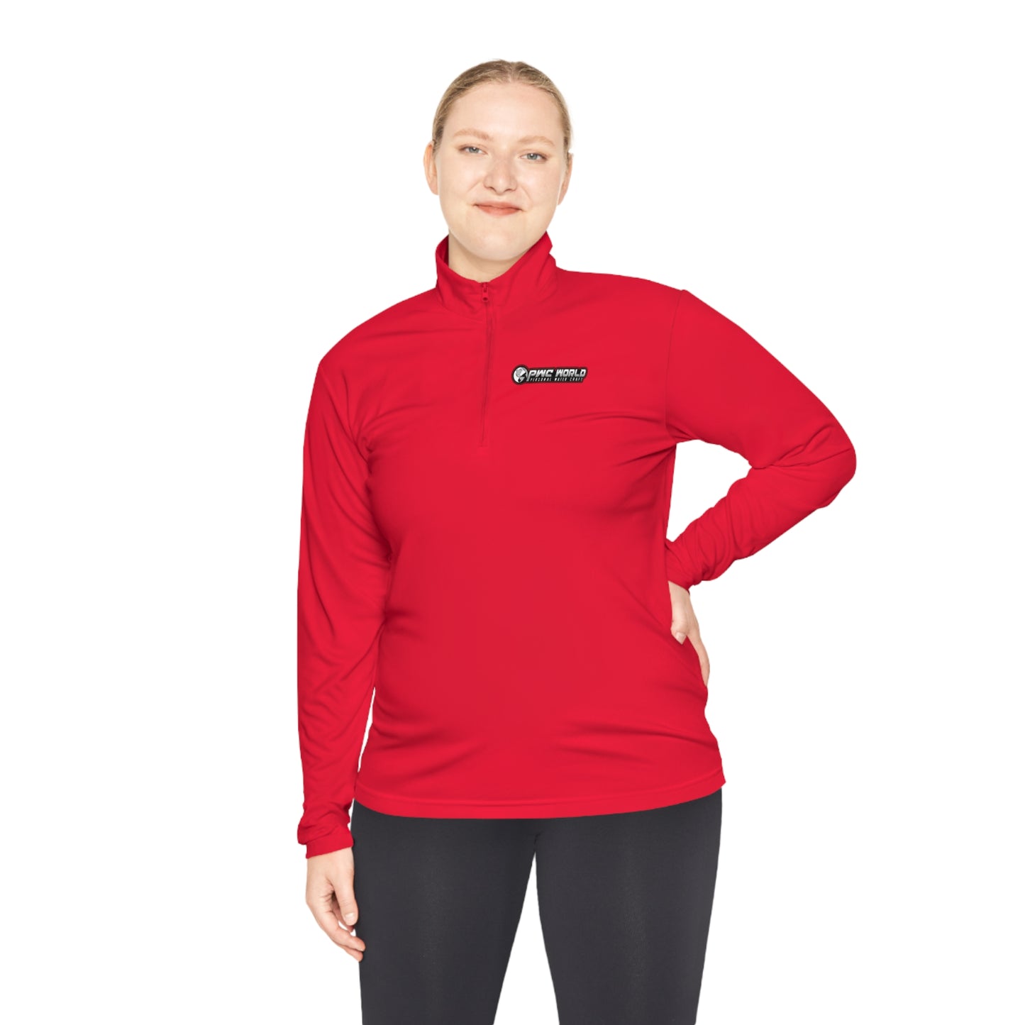 PWCWORLD RED LOGO Unisex Quarter-Zip Pullover